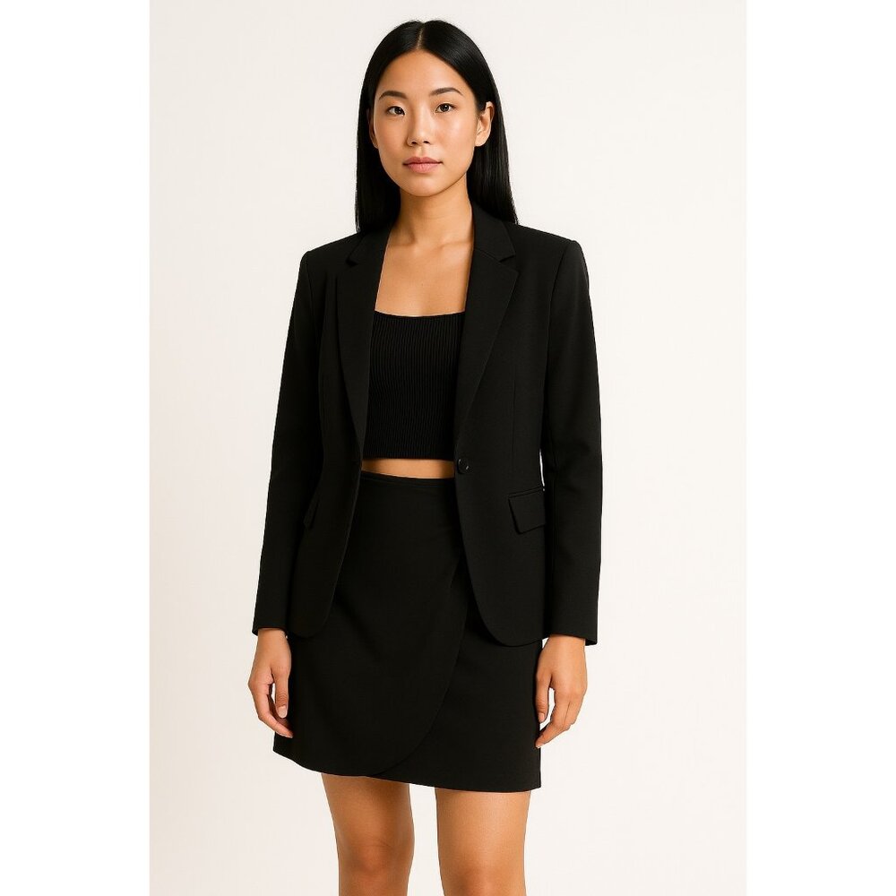 VETTA Capsule Black Wrap Skirt – Size Large | Sustainable Minimalist Wardrobe Es